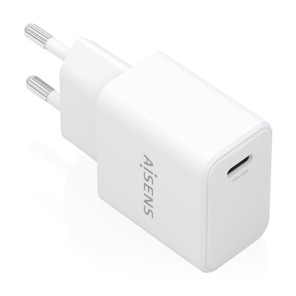 aisens cargador gan 20w 1xusb c pd3.0 color blanco