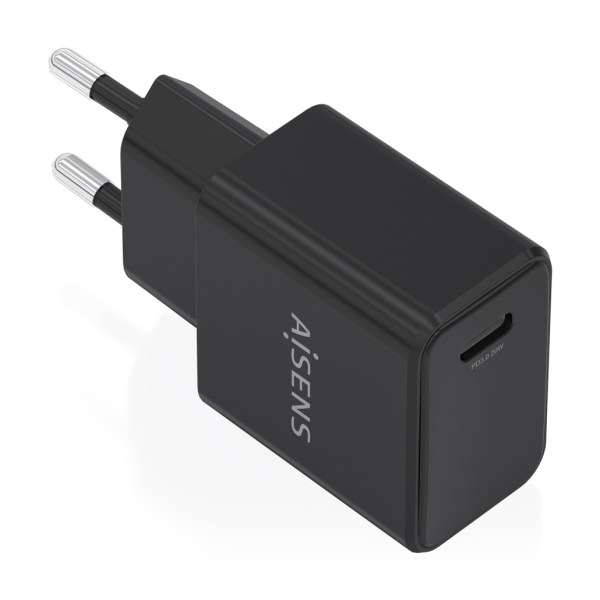 aisens cargador gan 20w 1xusb c pd3.0 color negro