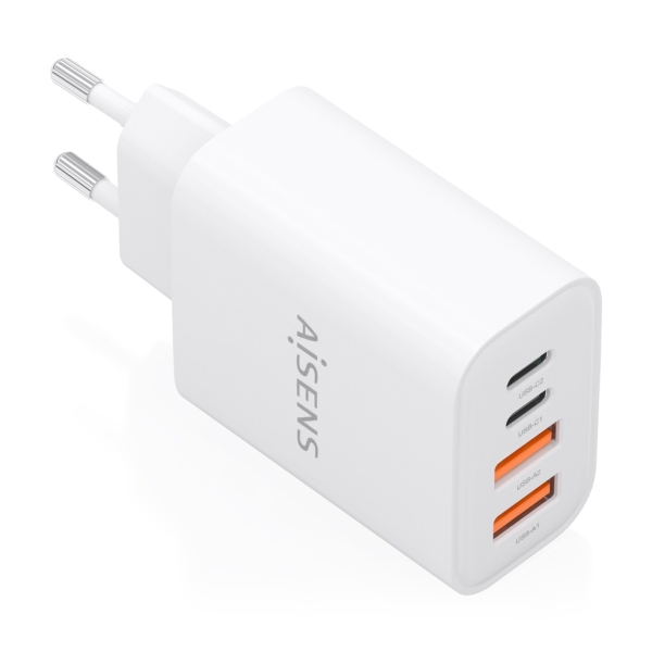 aisens cargador gan 32w 2xusb c pd3.0 2xusb a qc3.0 color blanco