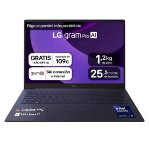 lg gram 16z90ts g.au99bn portatil 16" intel core ultra 9 288v 32gb 1tb ssd wifi 7 windows 11 home color gris teclado qwerty (es)
