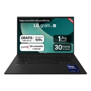 lg gram 14z90t g.ad8bb portatil 14" intel core ultra 7 255h 32gb 2tb ssd wifi 7 windows 11 home color negro teclado qwerty (es)