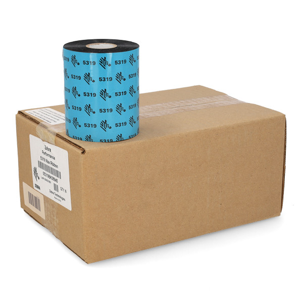 zebra zipship 5319 pack de 6 cintas de transferencia termica original de cera ancho 89mm, longitud 450m