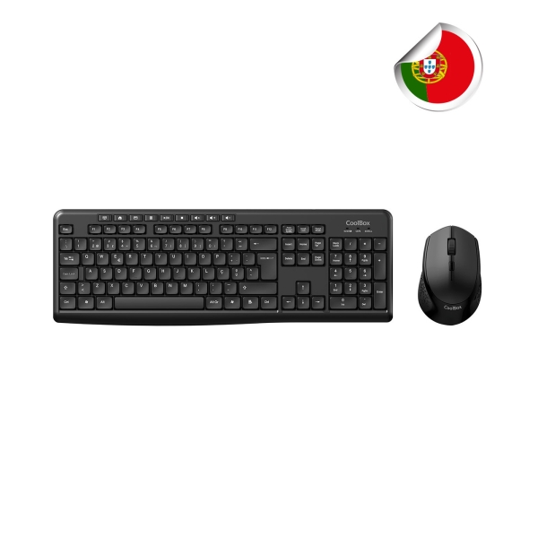 coolbox sem fios pack inalambrico teclado portugues multimedia raton 4 botones 1600 dpi color negro