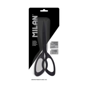 milan shadow tijeras de oficina de 20cm mango ergonomico hoja de acero inoxidable color negro