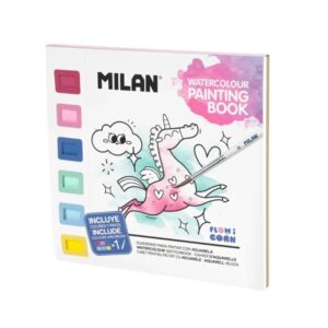 milan flowicorn cuaderno para colorear con acuarelas y pincel tematica unicornios, flores y corazones 16 paginas con dibujos 