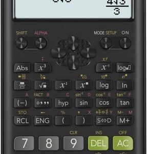 casio fx 82es plus 2 calculadora cientifica pantalla lcd 12 digitos 252 funciones factorización de numeros primos, numeros enteros aleatorios, combinacion y permutacion etc... tapa protectora software en ingles color negro