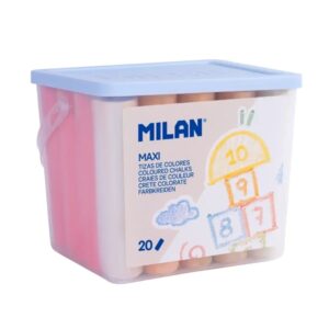 milan pack de 20 tizas redondas maxi ø 2,4cm antipolvo no contienen caseina colores surtidos