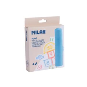 milan pack de 4 tizas redondas maxi ø 2,4cm antipolvo no contienen caseina colores surtidos
