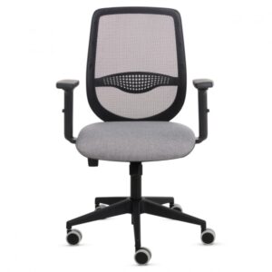 fellowes fluenza silla de oficina respaldo de malla transpirable reposabrazos acolchados 2d ajuste por elevacion a gas tejido ignifugo y ruedas de 65mm color gris/negro