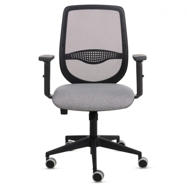 fellowes fluenza silla de oficina respaldo de malla transpirable reposabrazos acolchados 2d ajuste por elevacion a gas tejido ignifugo y ruedas de 65mm color gris/negro