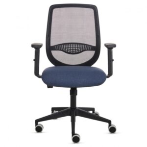 fellowes fluenza silla de oficina respaldo de malla transpirable reposabrazos acolchados 2d ajuste por elevacion a gas tejido ignifugo y ruedas de 65mm color azul/negro