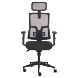 fellowes eleganza plus silla de oficina respaldo de malla transpirable ajustable en altura soporte lumbar ajustable y reposacabezas reposabrazos acolchados 2d ajuste por elevacion de gas tejido ignifugo y ruedas de 65mm color negro
