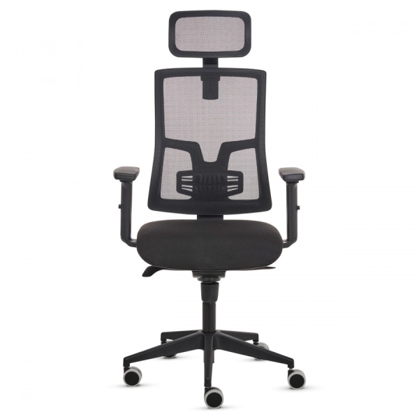 fellowes eleganza plus silla de oficina respaldo de malla transpirable ajustable en altura soporte lumbar ajustable y reposacabezas reposabrazos acolchados 2d ajuste por elevacion de gas tejido ignifugo y ruedas de 65mm color negro