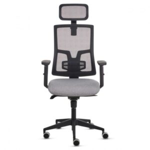 fellowes eleganza plus silla de oficina respaldo de malla transpirable ajustable en altura soporte lumbar ajustable y reposacabezas reposabrazos acolchados 2d ajuste por elevacion de gas tejido ignifugo y ruedas de 65mm color gris/negro