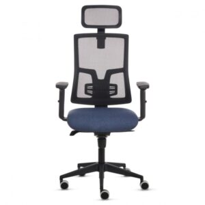 fellowes eleganza plus silla de oficina respaldo de malla transpirable ajustable en altura soporte lumbar ajustable y reposacabezas reposabrazos acolchados 2d ajuste por elevacion de gas tejido ignifugo y ruedas de 65mm color azul/negro