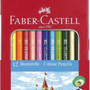 faber castell classic colour caja metalica con 12 lapices de colores hexagonales resistencia a la rotura colores surtidos
