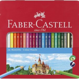 faber castell classic colour caja metalica con 24 lapices de colores hexagonales resistencia a la rotura colores surtidos