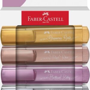 faber castell textliner 46 pack de 4 marcadores metalizados punta biselada trazo entre 1mm y 5mm tinta con base de agua colores pastel surtidos