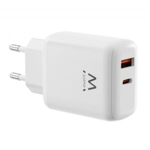 ewent ew1329 cargador gan 45w 1xusb c pd3.0 qc3.0 1xusb a qc3.0 color blanco