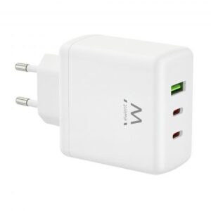 ewent ew1329 cargador gan 65w 2xusb c pd3.0 1xusb a qc3.0 color blanco