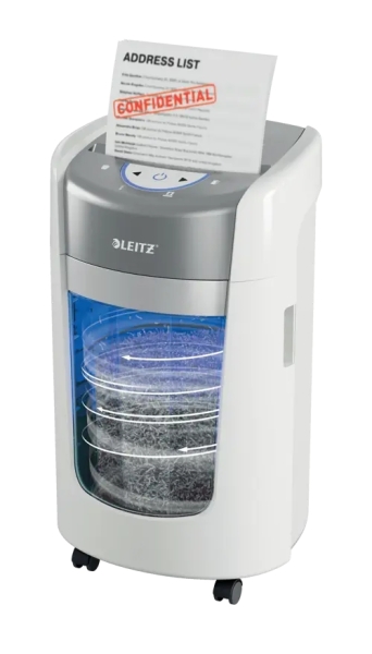 leitz iq optimax home office 225 destructora de papel manual din p5 destruye hasta 6 hojas tiempo de funcionamiento continuo 20m papelera de 15l con tecnologia de giro color blanco/gris