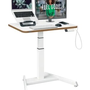 leitz ergo escritorio compacto electrico regulacion elecctrica de la altura de 65 a 130cm escritorio de 80x60x2,5cm peso maximo soportado 80kg puertos usb c y usb a pantalla para visualizar la altura color blanco