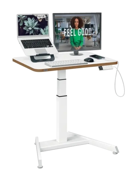 leitz ergo escritorio compacto electrico regulacion elecctrica de la altura de 65 a 130cm escritorio de 80x60x2,5cm peso maximo soportado 80kg puertos usb c y usb a pantalla para visualizar la altura color blanco