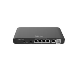 ruijie rg eg105g p v3 router gestionado 5 puertos de 1gbps soporta hasta 2 enlaces wan 4xpoe 54w 600mbps capacidad hasta 100 usuarios gestion en la nube color negro