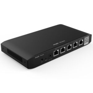 ruijie rg eg105g v3 router gestionado 5 puertos de 1gbps soporta hasta 2 enlaces wan 600mbps capacidad hasta 100 usuarios gestion en la nube color negro