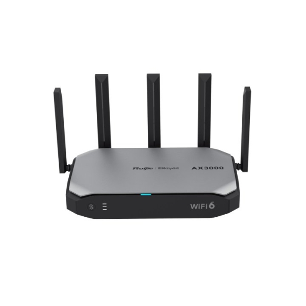 ruijie rg eg105gw x router de doble banda 5 puertos de 1gbps wifi 6 ax3000 velocidad hasta 3gbps carcasa metalica soporte mesh gestion con app color negro y gris