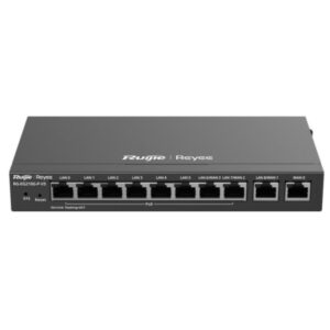 ruijie rg eg210g p v3 router gestionado 10 puertos 8x poe 110w soporta hasta 4 enlaces wan 600mbps capacidad hasta 200 usuarios gestion en la nube color gris oscuro