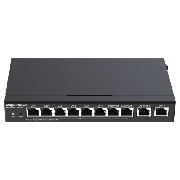 ruijie rg eg310gh p e router de sobremesa 10 puertos 8x poe+ 110w 1.5gbps capacidad hasta 300 usuarios gestion en la nube color negro