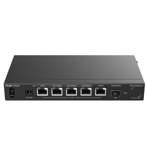 ruijie rg eg406xs p router gestionado 6 puertos 5x ethernet 2.5gbps sfp+ 4x poe+ 110w gestion en la nube color negro