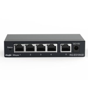 ruijie rg es105gd switch no gestionado 5 puertos velocidad hasta 1gbps carcasa en acero color negro