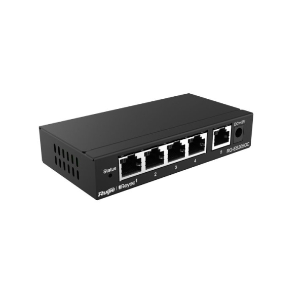 ruijie rg es205gc switch de sobremesa 5 puertos ethernet hasta 1gbps vlan dhcp snooping para seguridad avanzada gestion remota con la nube color negro