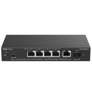 ruijie rg es206mg p switch 5 puertos ethernet hasta 2.5gbps 1x sfp+ hasta 10gbps poe/poe+ hasta 70w gestionado en la nube color negro