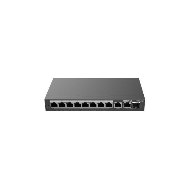 ruijie rg es210gs p switch de sobremesa 8 puertos ethernet 1gbps 1x uplink 1gbps 1x rj45/sfp combo hasta 1gbps poe/poe+ hasta 120w carcasa de acero gestion inteligente color negro