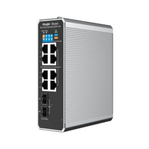 ruijie rg nis2100 8gt2sfp hp switch industrial 8 puertos ethernet hasta 1gbps 2x sfp 1gbps poe+/poe++ gestionado en la nube color negro y gris