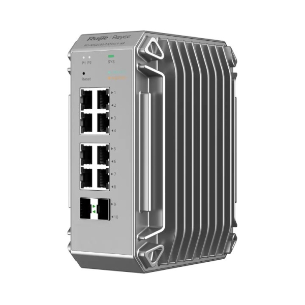 ruijie rg nis3100 8gt2sfp hp switch industrial 8 puertos ethernet hasta 1gbps 2x sfp 1gbps poe/poe+ hasta 240w color gris