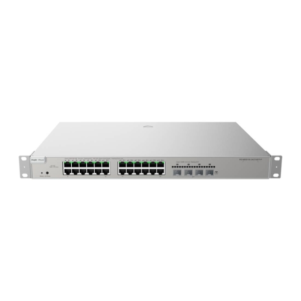 ruijie rg nbs5100 24gt4sfp p switch con auto negociacion 24 puertos ethernet hasta 1gbps 4x sfp hasta 1gbps poe/poe+ hasta 370w fuente de alimentacion fija color acero
