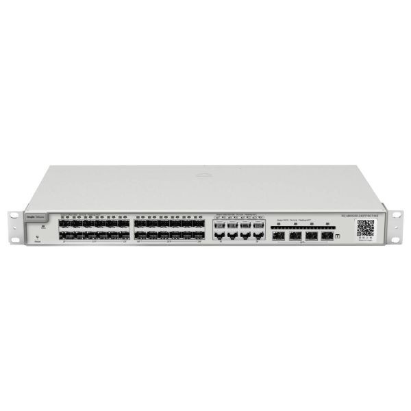 ruijie rg nbs5200 24sfp/8gt4xs switch gestionado montaje en rack 1u 8 puertos ethernet hasta 1gbps 24x sfp hasta 1gbps 4x sfp+ hasta 10gbps carcasa de acero color acero
