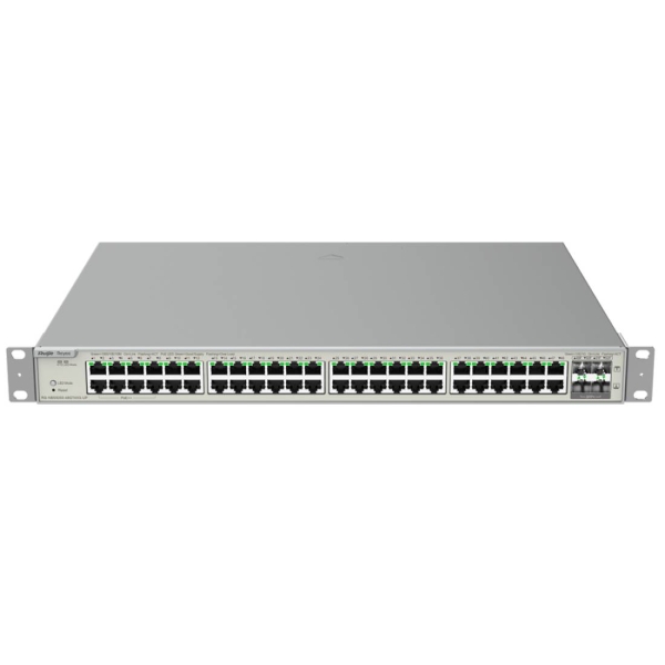 ruijie rg nbs5200 48gt4xs up switch con autonegociacion 48 puertos ethernet hasta 1gbps 4x sfp+ hasta 10gbps poe/poe+/poe++ hasta 740w fuente de alimentacion fija color acero