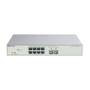 ruijie rg nbs5300 8mg2xs up switch con autonegociacion 8 puertos ethernet hasta 2.5gbps 2x sfp+ hasta 10gbps poe/poe+/poe++ hasta 370w fuente de alimentacion fija color acero