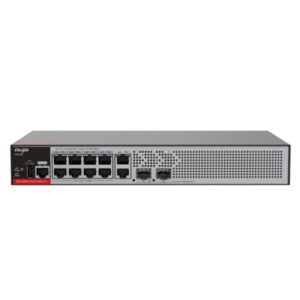 ruijie rg s2915 10gt2ms p l switch con auto negociacion 10 puertos ethernet hasta 1gbps 2x sfp hasta 2.5gbps poe/poe+ hasta 125w fuente de alimentacion fija color negro y gris