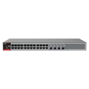 ruijie rg s2915 24gt4ms l switch con auto negociacion 24 puertos ethernet hasta 1gbps 4x sfp hasta 2.5gbps fuente de alimentacion fija color negro y gris