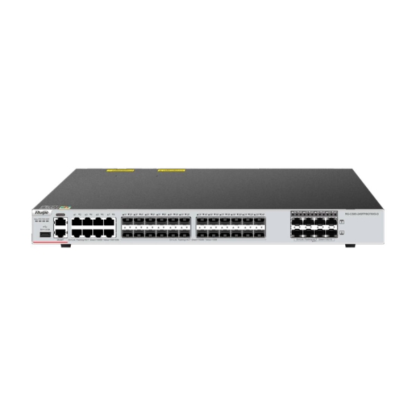 ruijie rg cs85 24sfp/8gt8xs d switch 8 puertos ethernet hasta 1gbps 24x sfp hasta 1gbps 8x sfp+ hasta 10gbps 2 ventiladores integrados color negro y gris