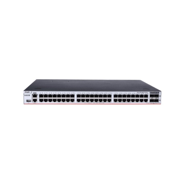 ruijie rg cs85 48gt4xs d switch modular 48 puertos ethernet hasta 1gbps 4x sfp+ hasta 10gbps ranura de expansion 2 ventiladores integrados color negro y gris