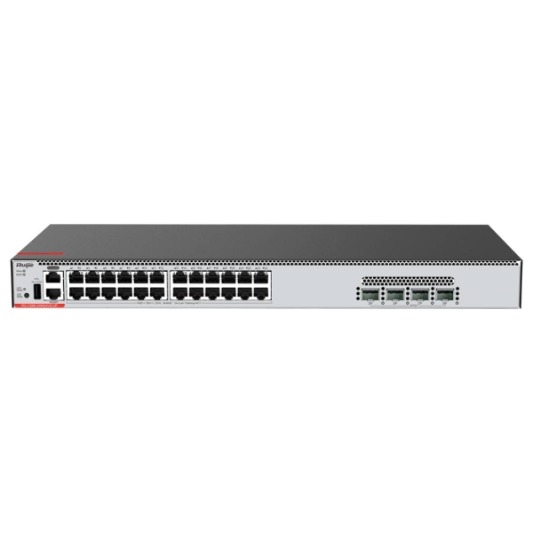 ruijie rg cs86 24xmg4xs4vs upd switch con auto negociacion modular 24 puertos hasta 5gbps 4x sfp+ 10gbps 4x sfp28 25gbps poe/poe+/poe++ 3 ventiladores modulares color negro y gris