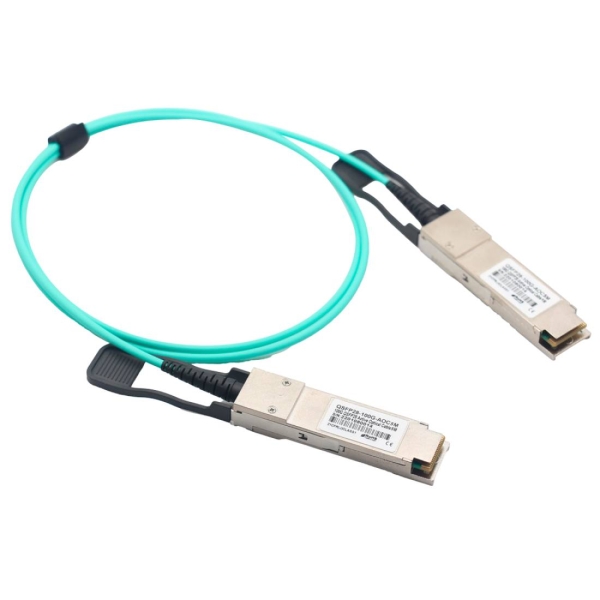 ruijie 100g aoc 5m cable de fibra optica aoc qsfp28 5 metros 100 gbps por canal color turquesa