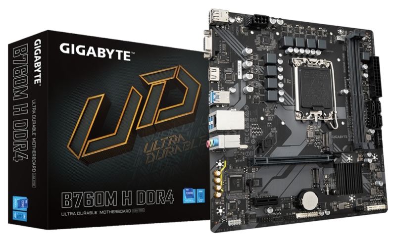 gigabyte b760m h ddr4 placa base intel1700 2x ddr4 m.2, sata, pcie3.0 hdmi, vga, dp, rj 45, usb 3.2 microatx